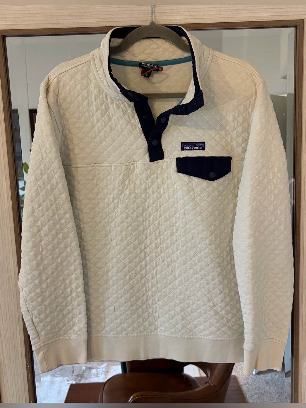 Patagonia Pullover Sweater Womens Large Quilted Snap T Fleece Organic Cotton